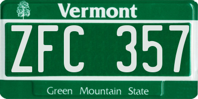 VT license plate ZFC357
