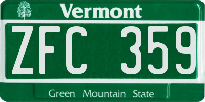 VT license plate ZFC359