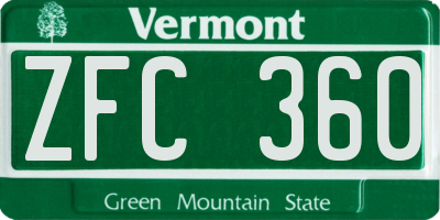VT license plate ZFC360