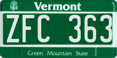 VT license plate ZFC363