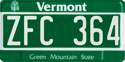 VT license plate ZFC364