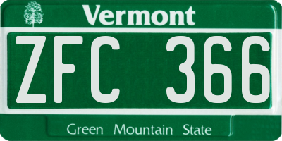 VT license plate ZFC366