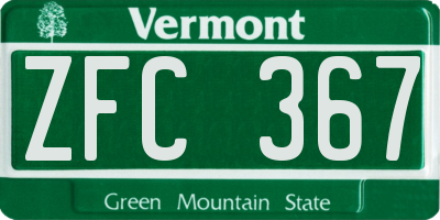 VT license plate ZFC367