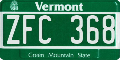 VT license plate ZFC368