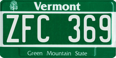 VT license plate ZFC369