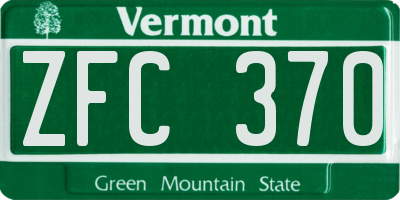 VT license plate ZFC370