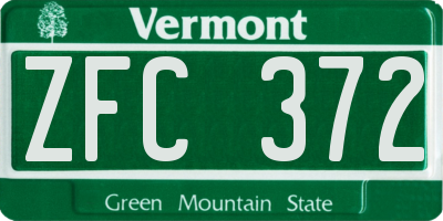 VT license plate ZFC372