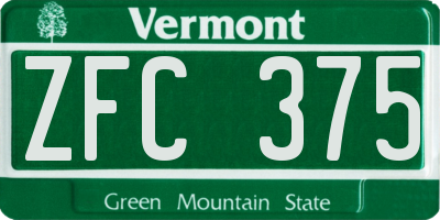 VT license plate ZFC375