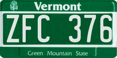 VT license plate ZFC376