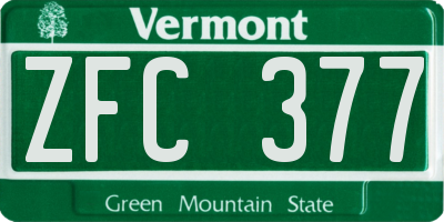 VT license plate ZFC377