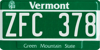 VT license plate ZFC378