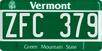 VT license plate ZFC379