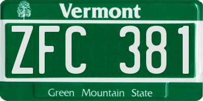 VT license plate ZFC381