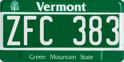 VT license plate ZFC383
