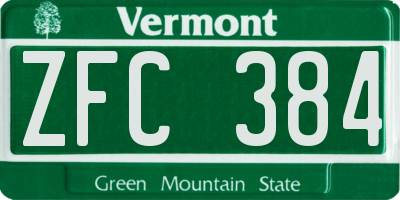 VT license plate ZFC384