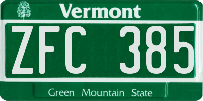VT license plate ZFC385