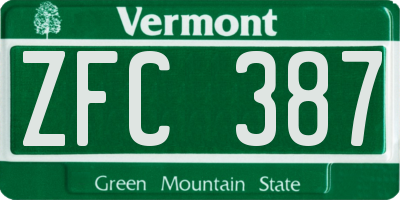 VT license plate ZFC387