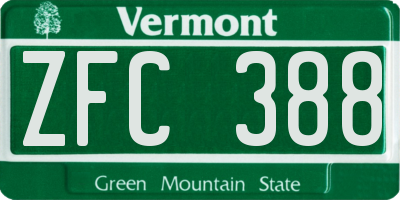 VT license plate ZFC388