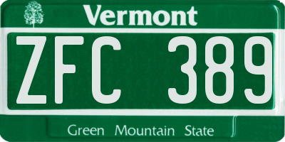 VT license plate ZFC389