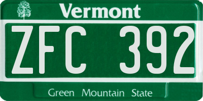 VT license plate ZFC392