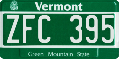 VT license plate ZFC395
