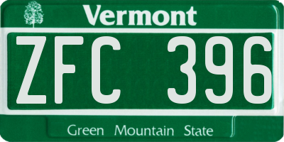VT license plate ZFC396