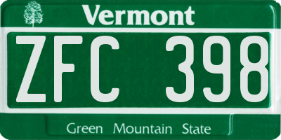 VT license plate ZFC398