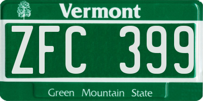 VT license plate ZFC399