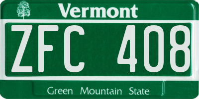 VT license plate ZFC408