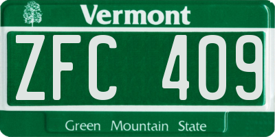VT license plate ZFC409