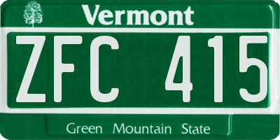 VT license plate ZFC415