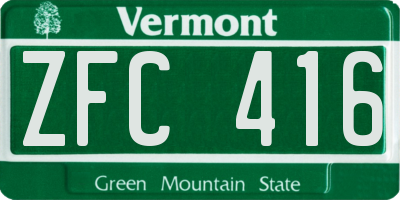 VT license plate ZFC416