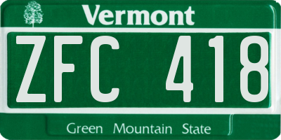 VT license plate ZFC418