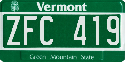VT license plate ZFC419