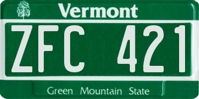 VT license plate ZFC421