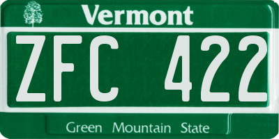 VT license plate ZFC422