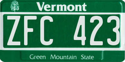 VT license plate ZFC423