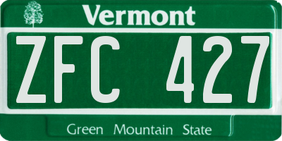 VT license plate ZFC427