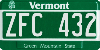 VT license plate ZFC432