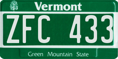 VT license plate ZFC433