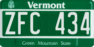 VT license plate ZFC434