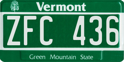 VT license plate ZFC436