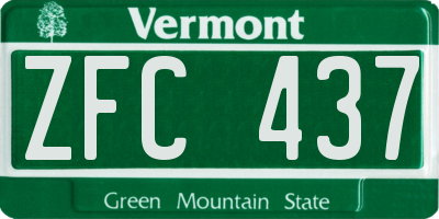 VT license plate ZFC437