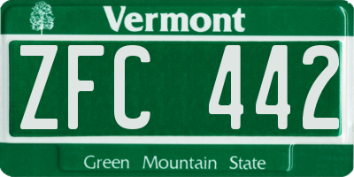 VT license plate ZFC442