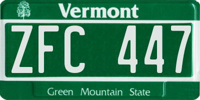 VT license plate ZFC447