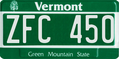 VT license plate ZFC450