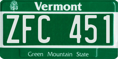 VT license plate ZFC451