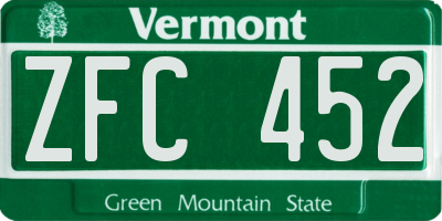 VT license plate ZFC452