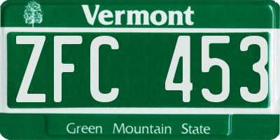 VT license plate ZFC453