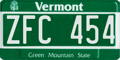 VT license plate ZFC454
